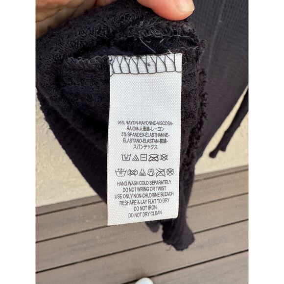 Free People Long Sleeve Raw Hem Black Tunic, S - Picture 7 of 16